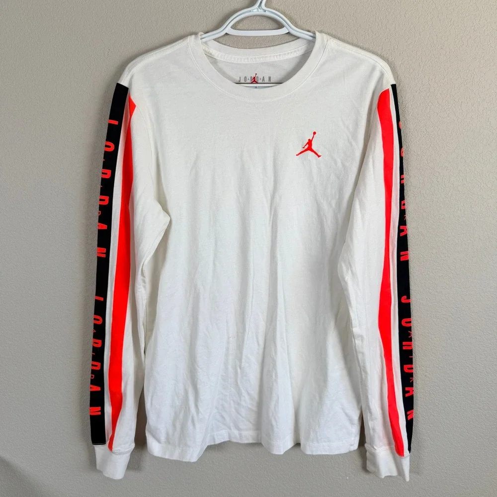 Jordan Air Gradient Long‎ Sleeve Graphic Tee Mens M White Jumpman Striped